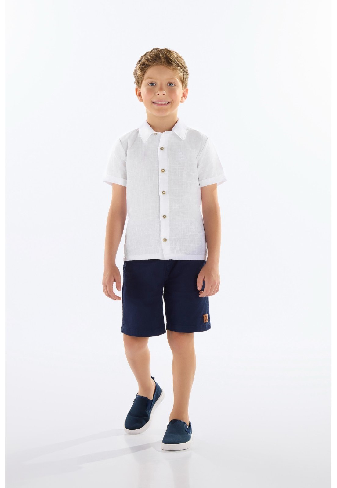 Infantil – Camisa Masculina em Cotton Quimby Branco