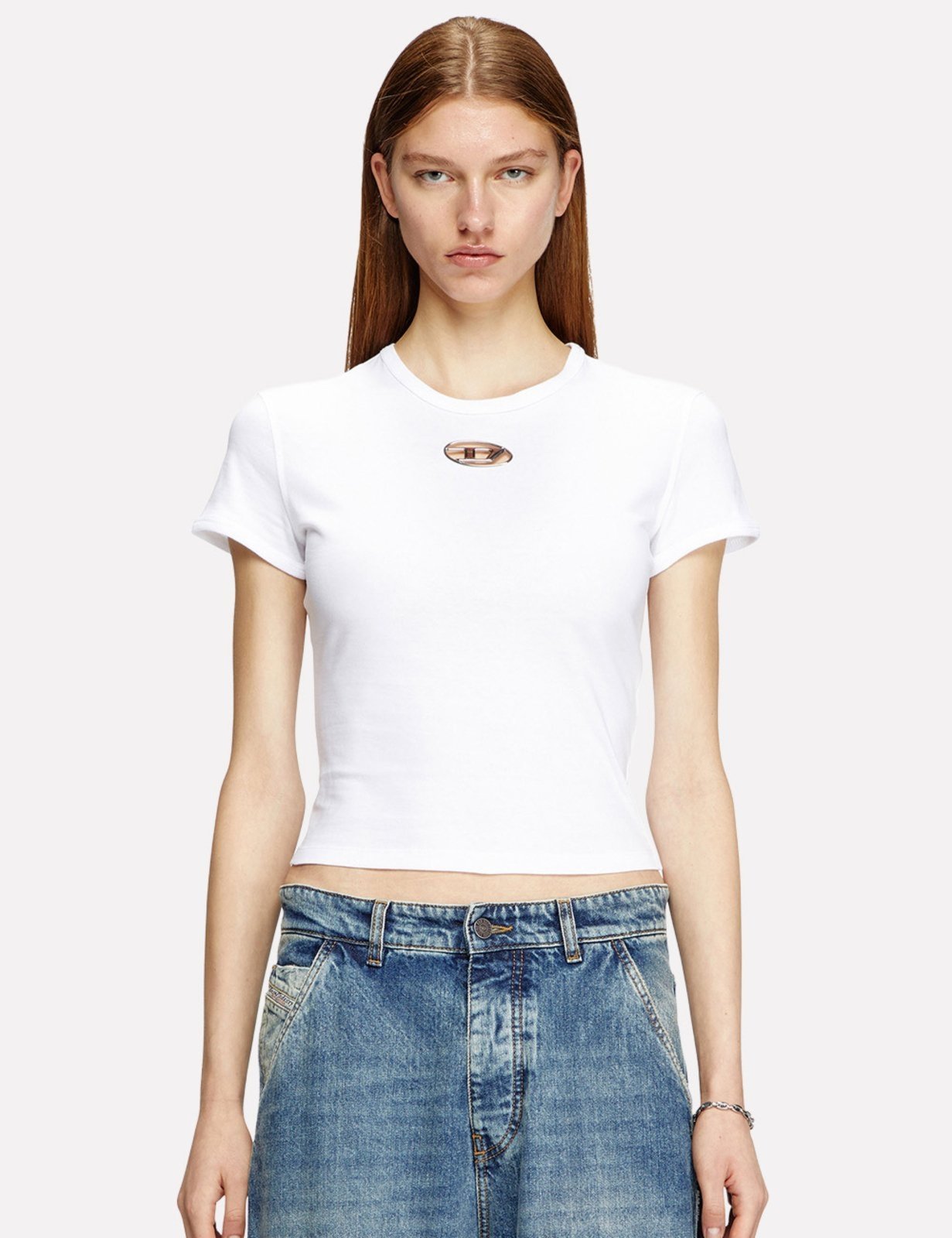 Vista 2 Camiseta Diesel Feminina Slim T-Uncutie-Long-0d Q1 Branca branco Diesel branco