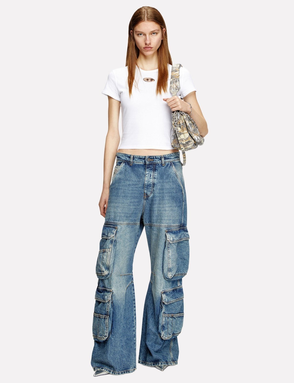 Vista 3 Camiseta Diesel Feminina Slim T-Uncutie-Long-0d Q1 Branca branco Diesel branco