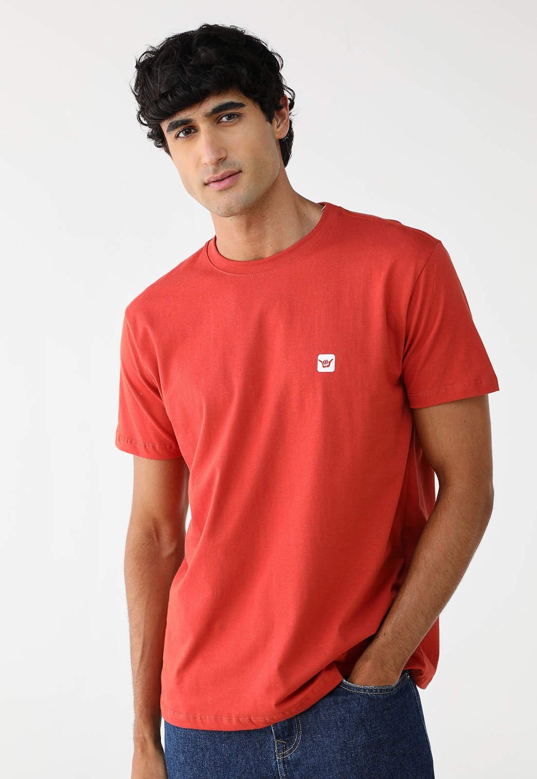 Camiseta Hang Loose Reta Mini Icon Vermelha