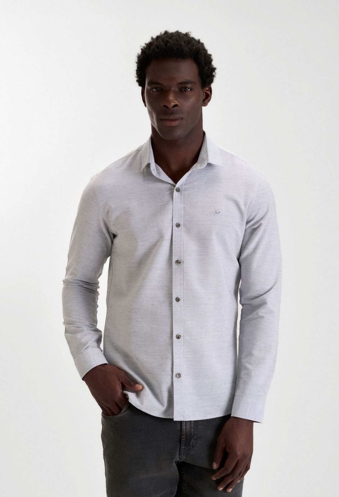 CAMISA DOCTHOS SLIM MANGA LONGA LISA 014 Cinza G
