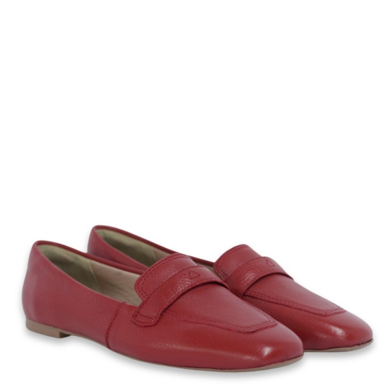 Vista 3 Sapatilha Feminina Bico Quadrado em Couro Salto Baixo Spinelli vermelho Spinelli vermelho