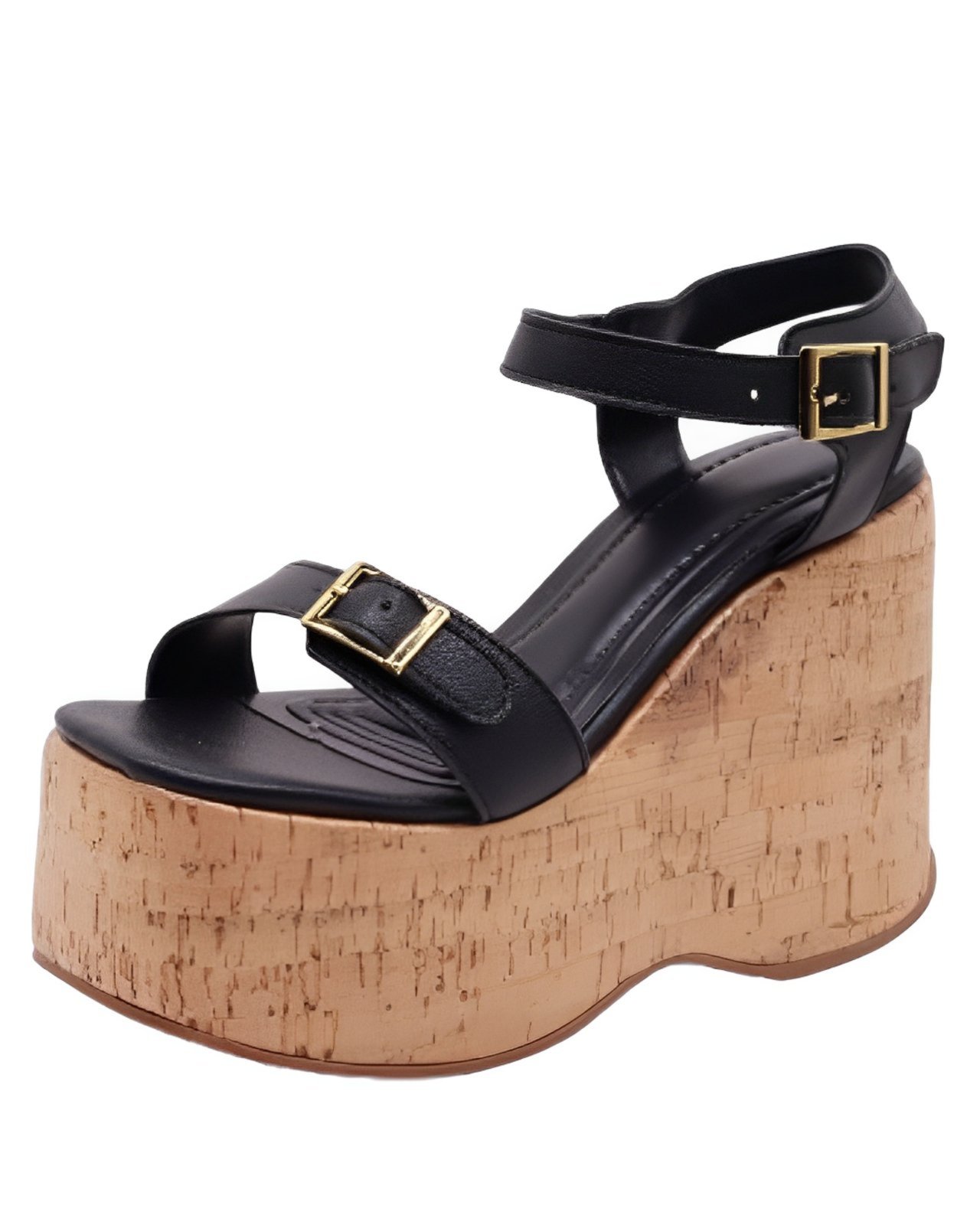 Sandália Feminino Anabela Cortiça Plataforma 182176 Floter Preto