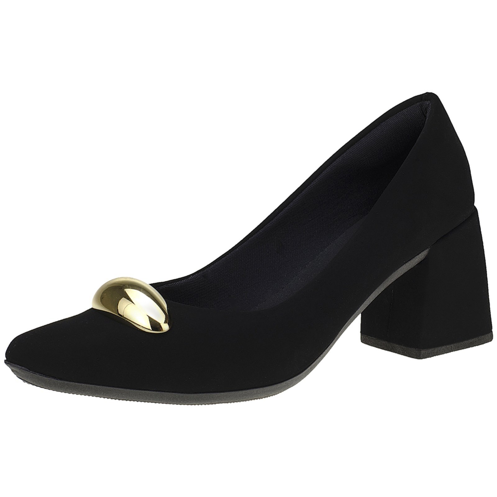 Vista 2 Scarpin Feminino Bico Fino Sapato Social Shekinah Detalhe ABS Lesma caramelo Shekinah caramelo