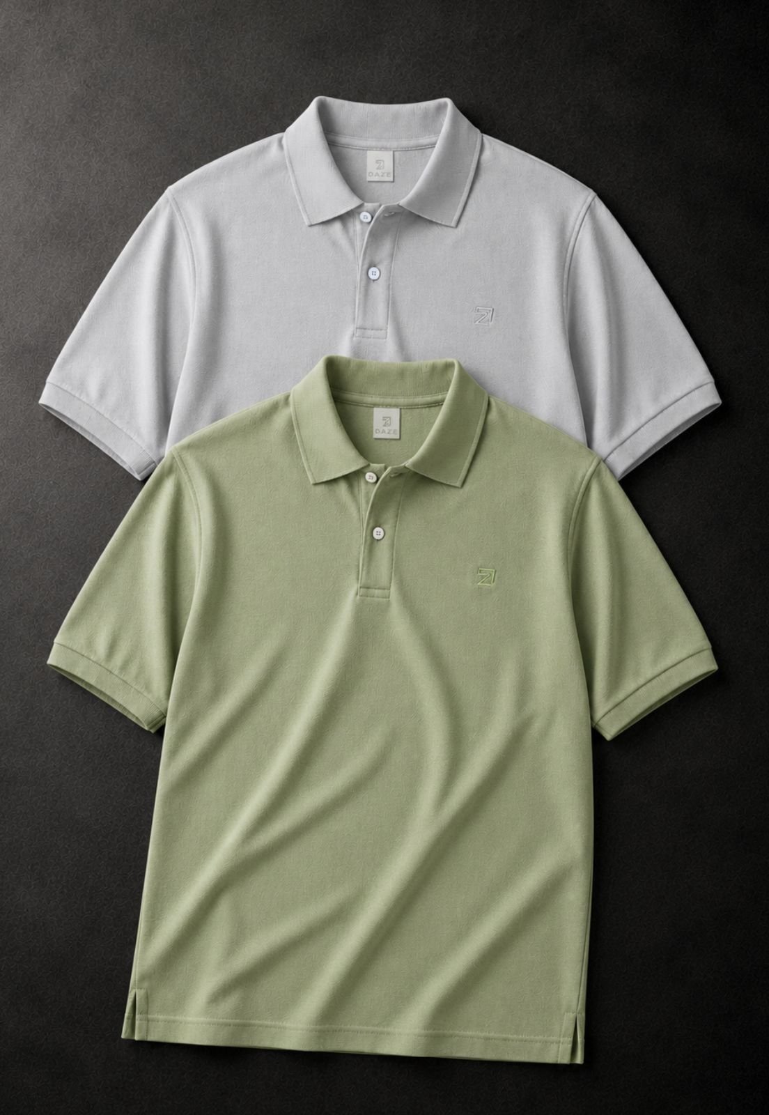 Kit 2 Polo Masculina Camisa Algodão Piquet Daze Modas Cinza e Verde