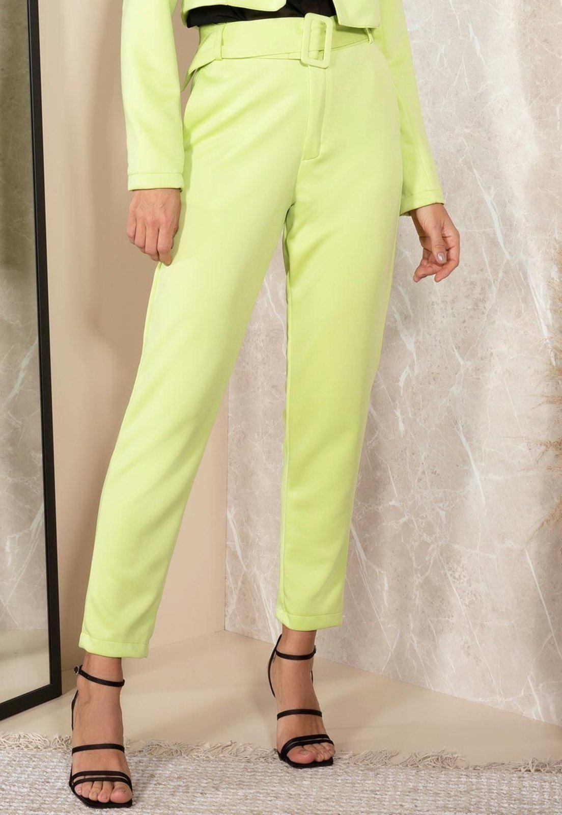 Calça Em Malha Encorpada Verde Quintess