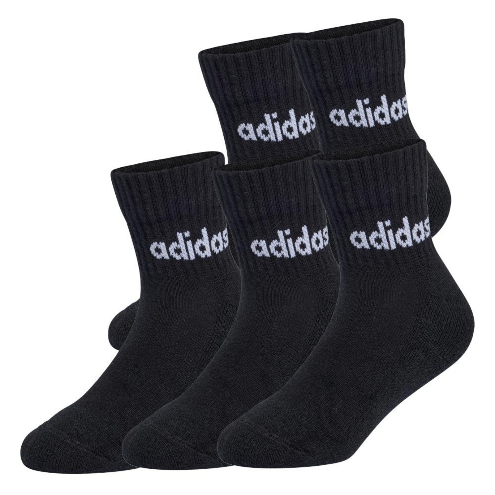 Meias Ankle Linear 5 Pares Infantis adidas Performance Preto