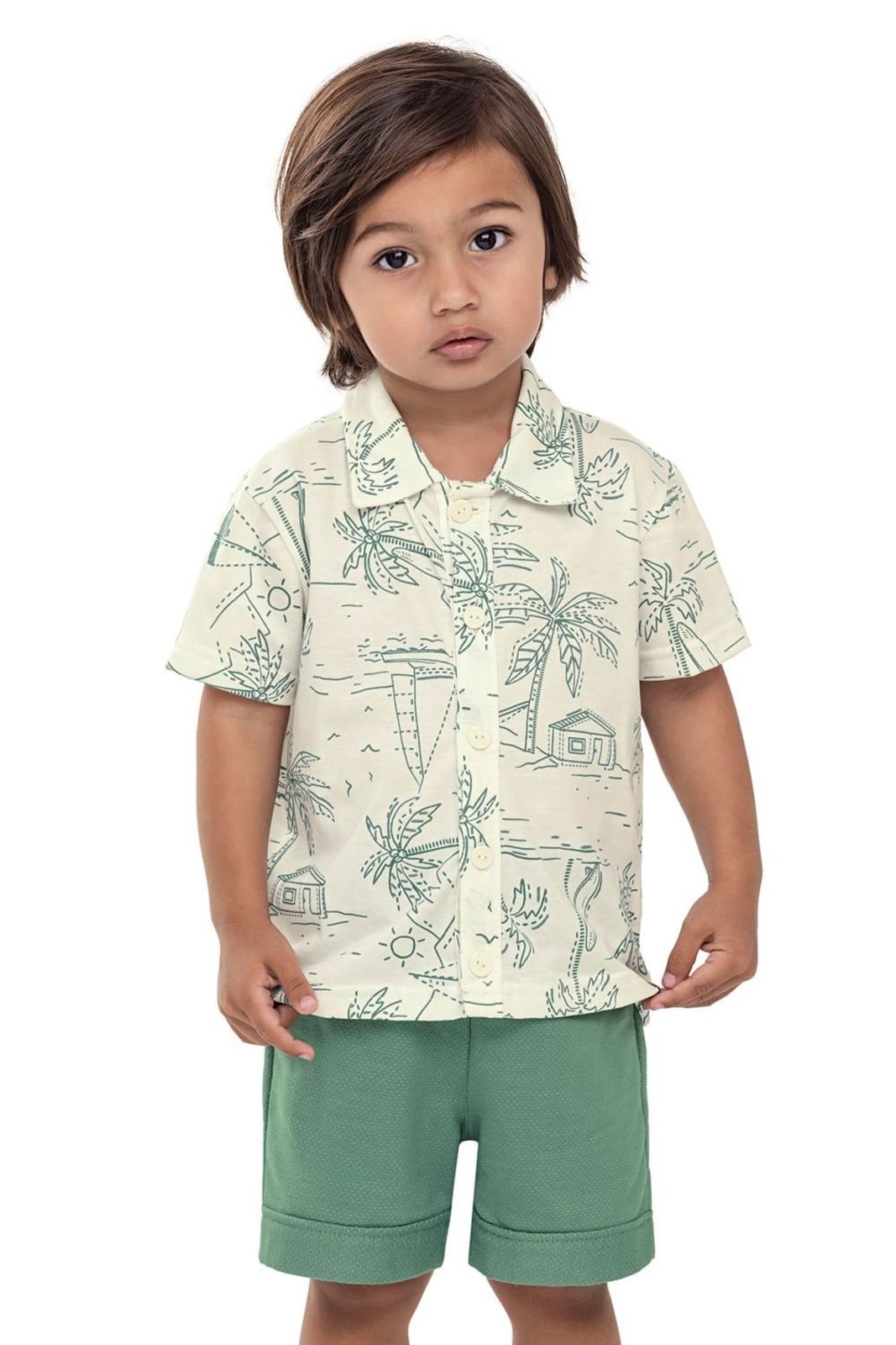 Infantil - Conjunto Social Menino Tropical Elian Bege
