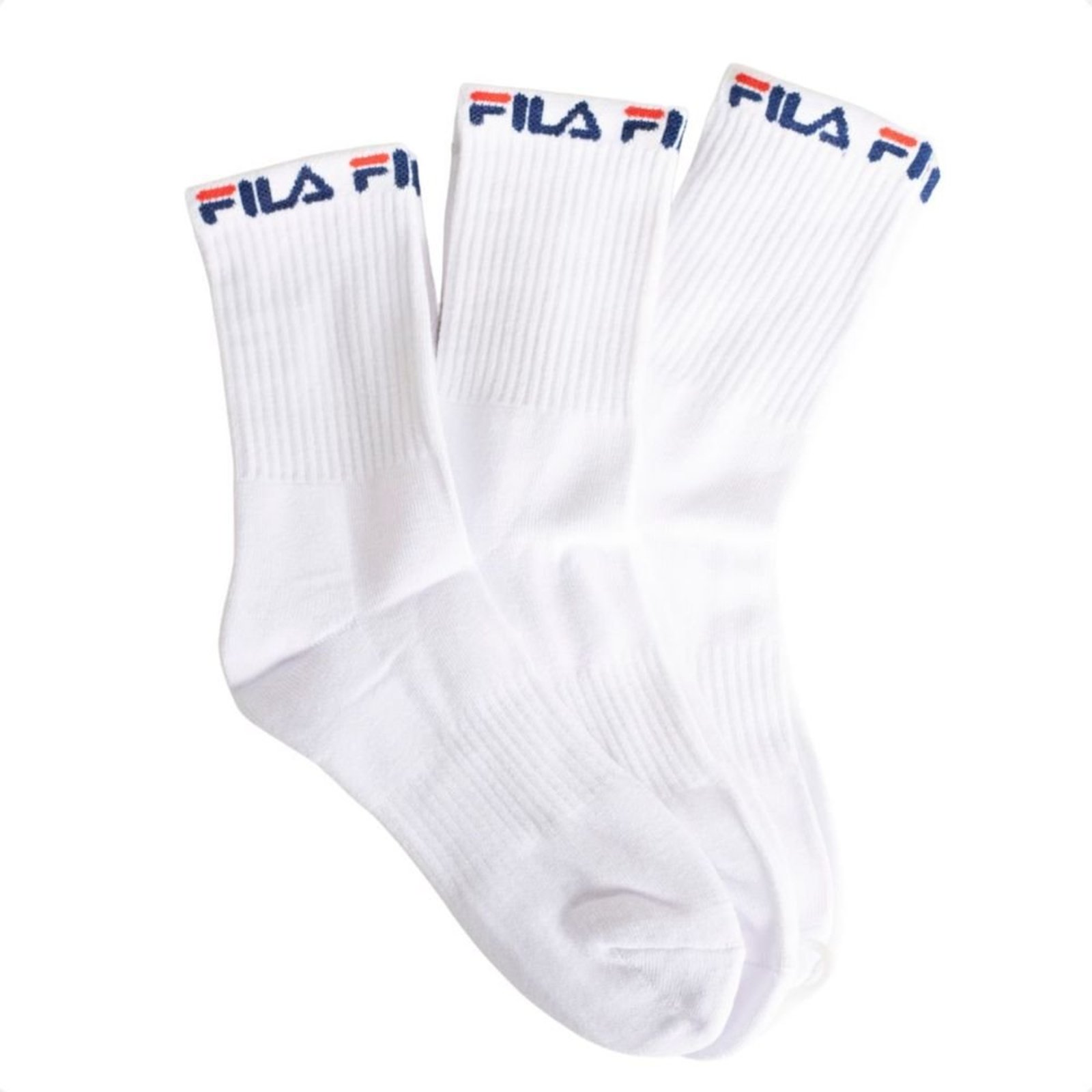 Vista 2 Kit Meia Masc Longo Fila branco