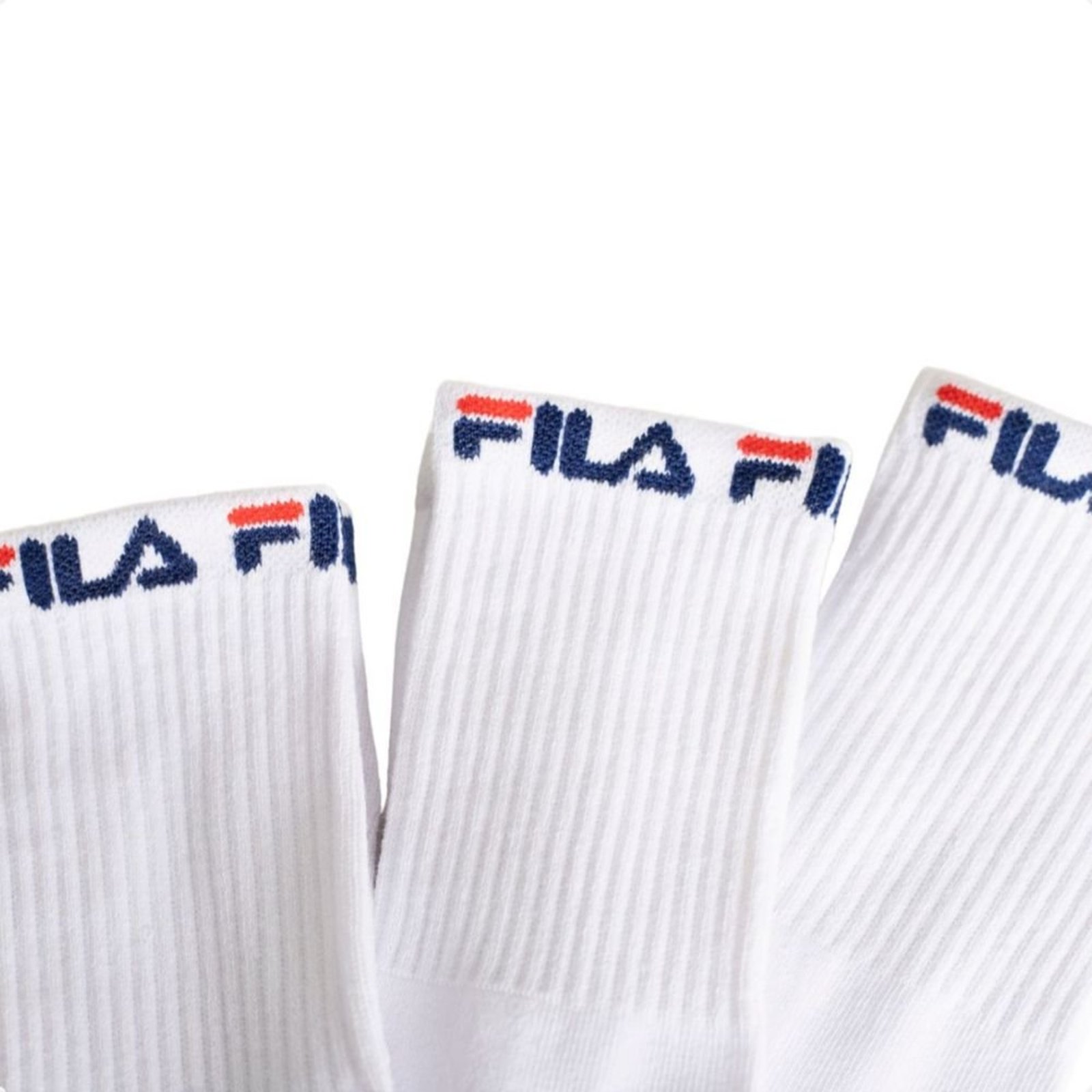 Vista 3 Kit Meia Masc Longo Fila branco