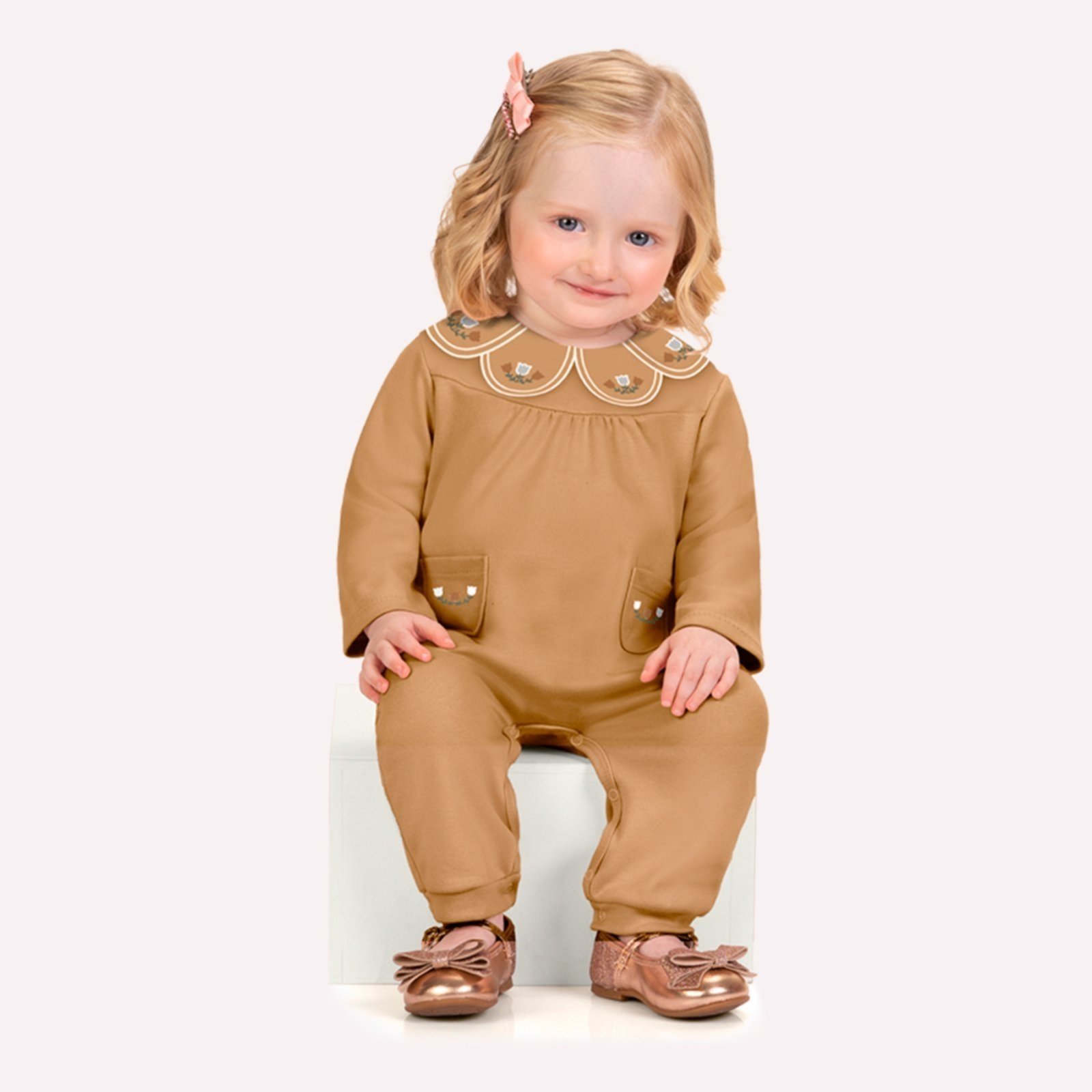 Infantil - Macacão Menina Bordado Milon