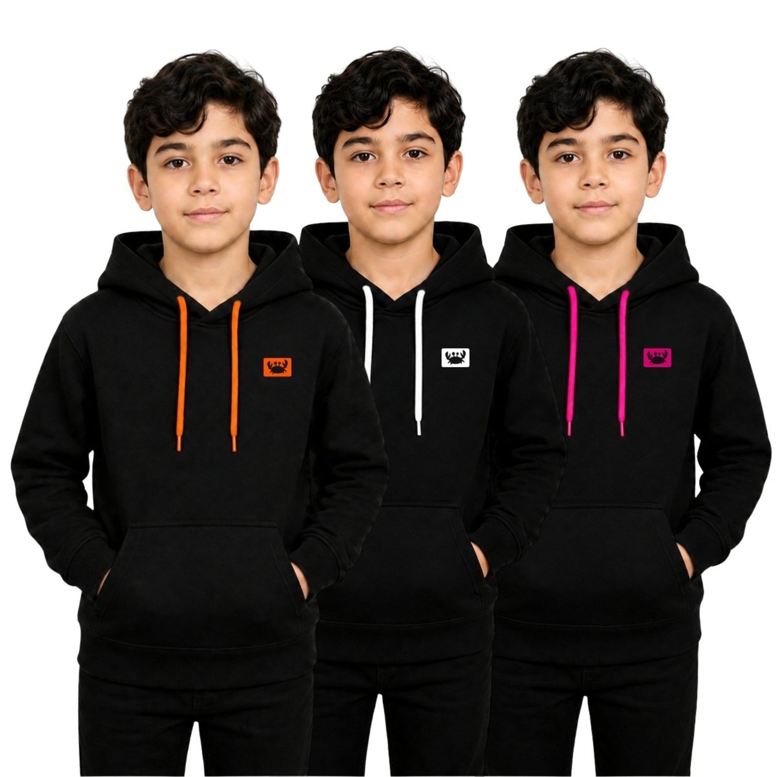 Infantil - Kit 3 Blusas de Moletom Siri Relaxado Canguru Com Capuz Macio Quente
