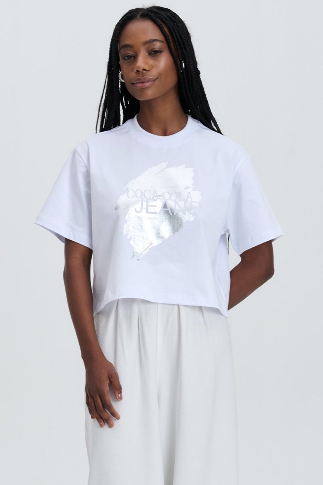 Camiseta Cropped Silver Coca-Cola