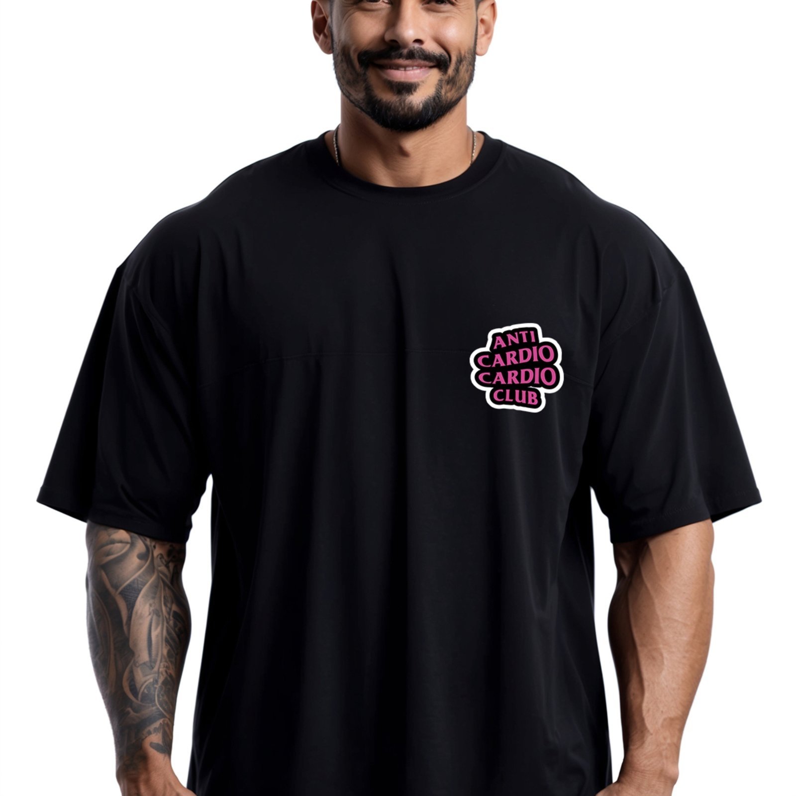 Camiseta Oversized Over Masculina Algodão Academia Preto