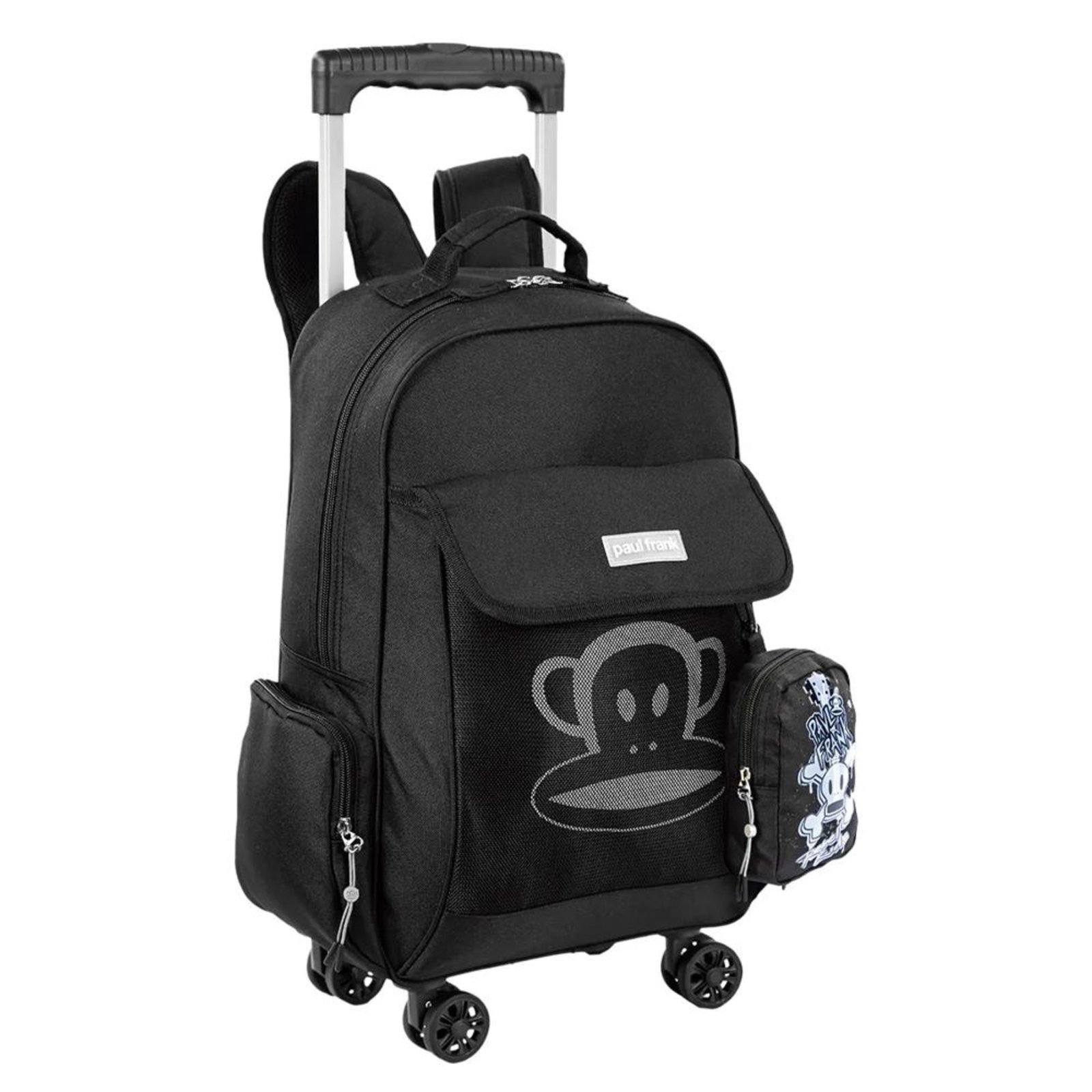 Vista 3 Infantil - Mochila Sestini Com Carrinho 4 Rodas Paul Frank Preto incolor Sestini incolor