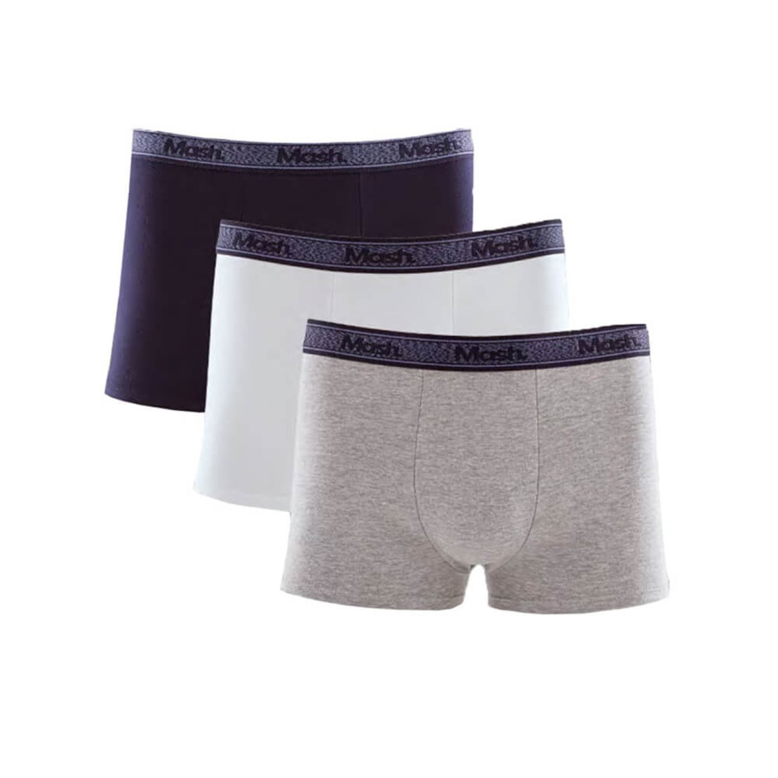 Kit com 3 Cuecas Boxer Mash 111.42 Cotton Marinho/Branco/Mescla