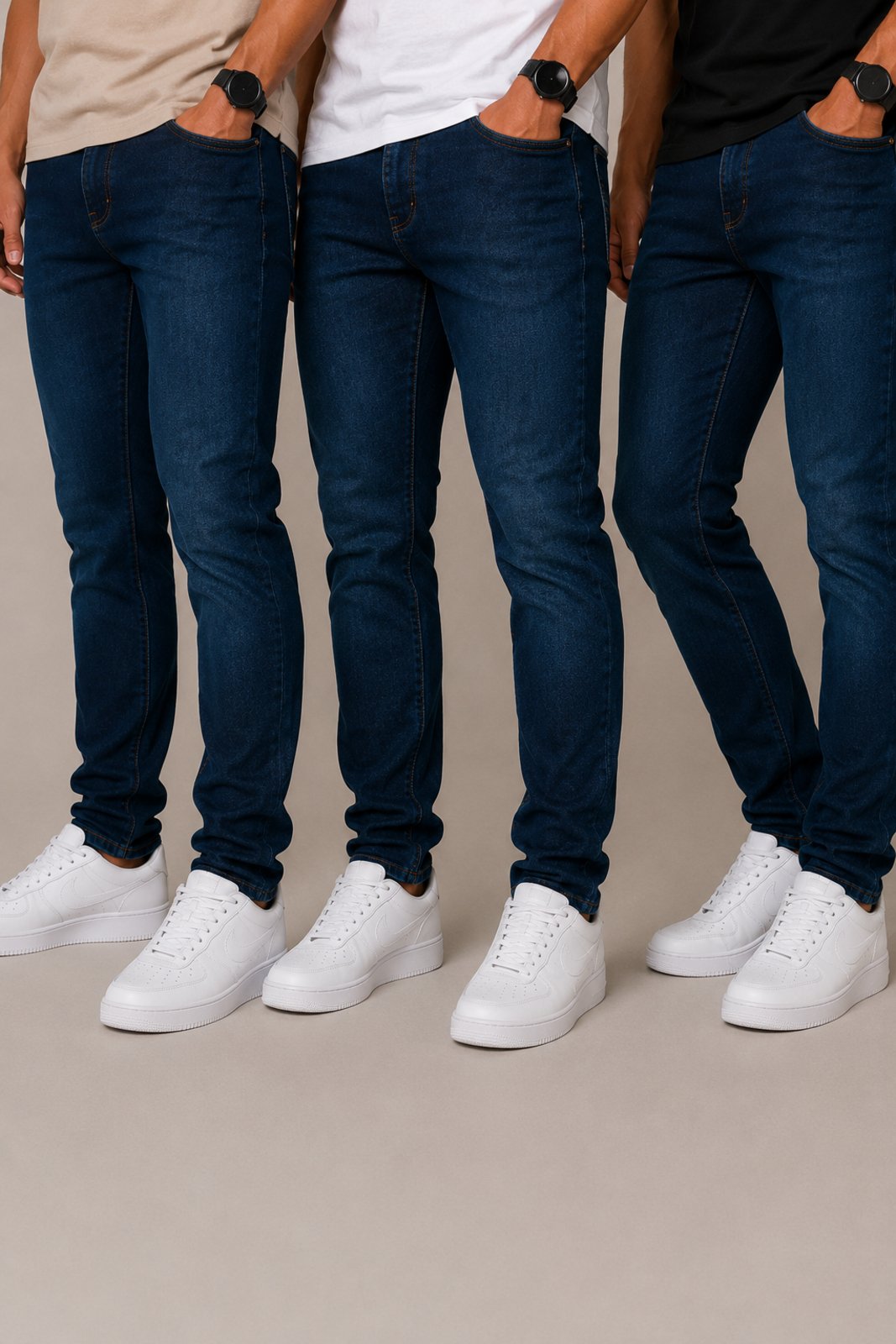 Kit 3 Calças Jeans Slim Masculinas Tex Jeans Premium com Elastano Azul Escura