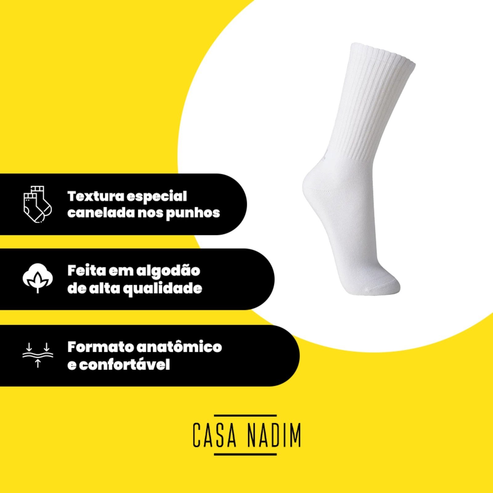 Vista 3 Meia Lupo Sport Cano Longo 3292-089 C/3 Lupo branco