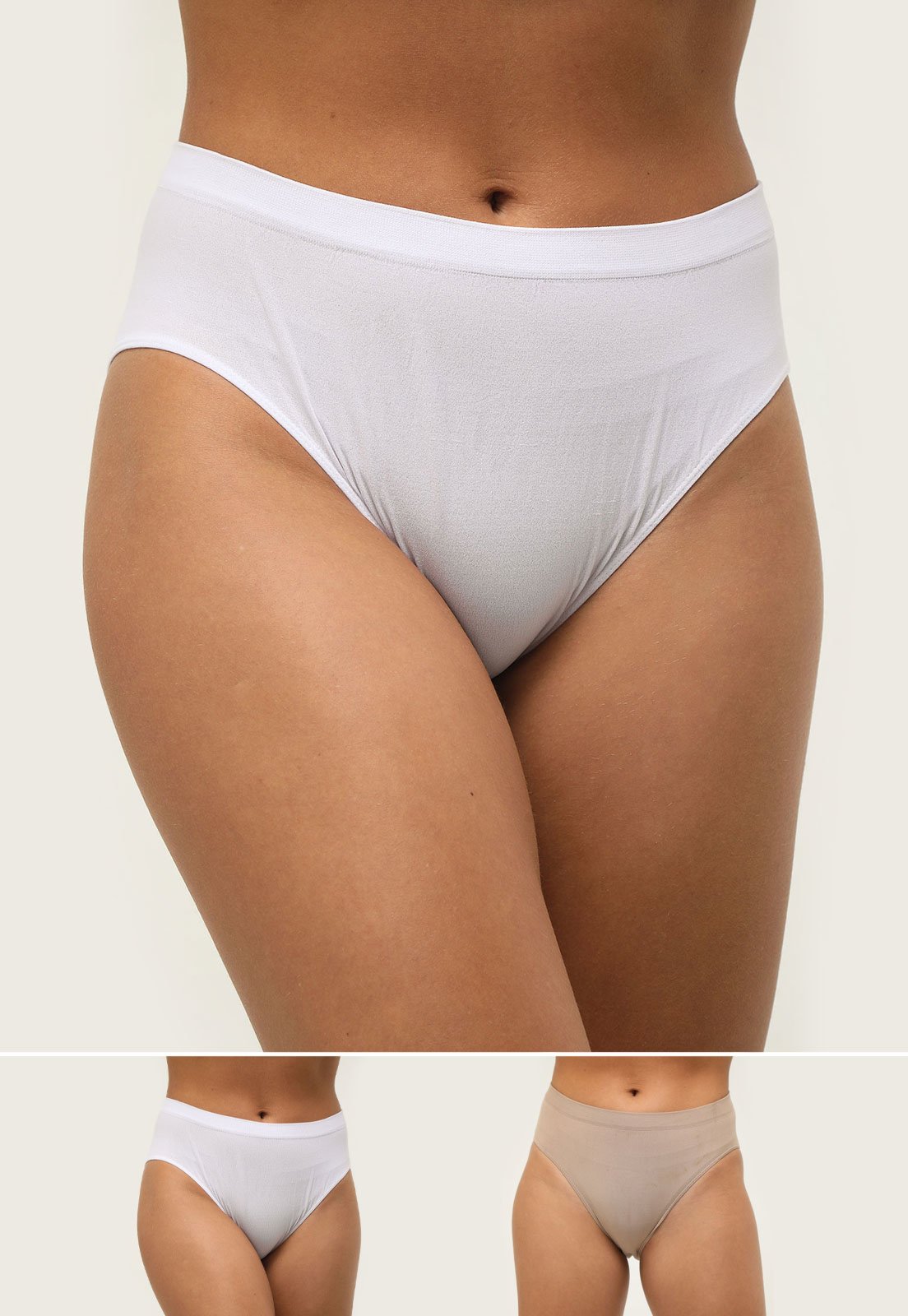 Kit 2pçs Calcinha Trifil Hot Pant Sem Costura Branca/Bege