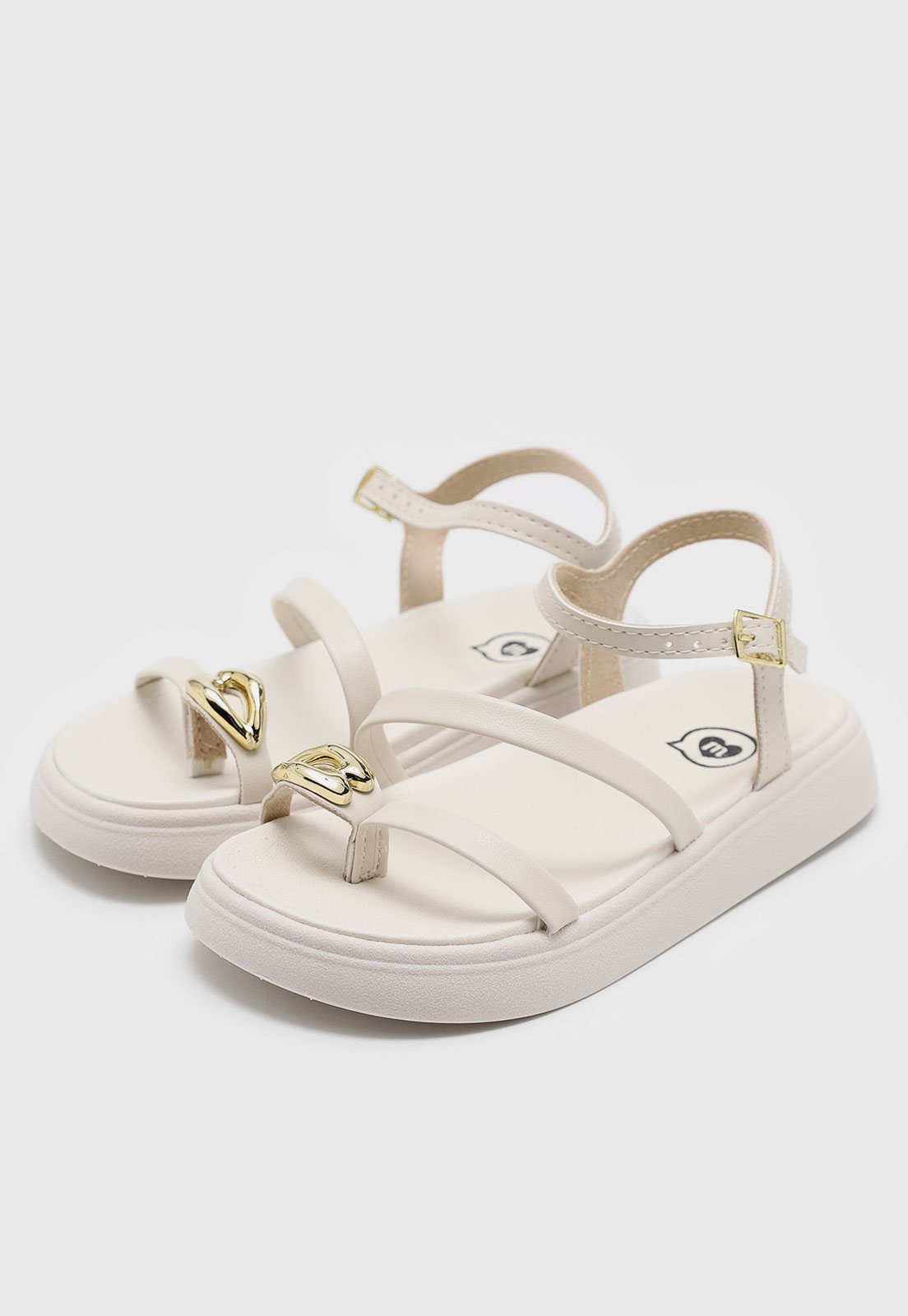 Infantil - Sandália Flat Molekinha Aplicação Off-White