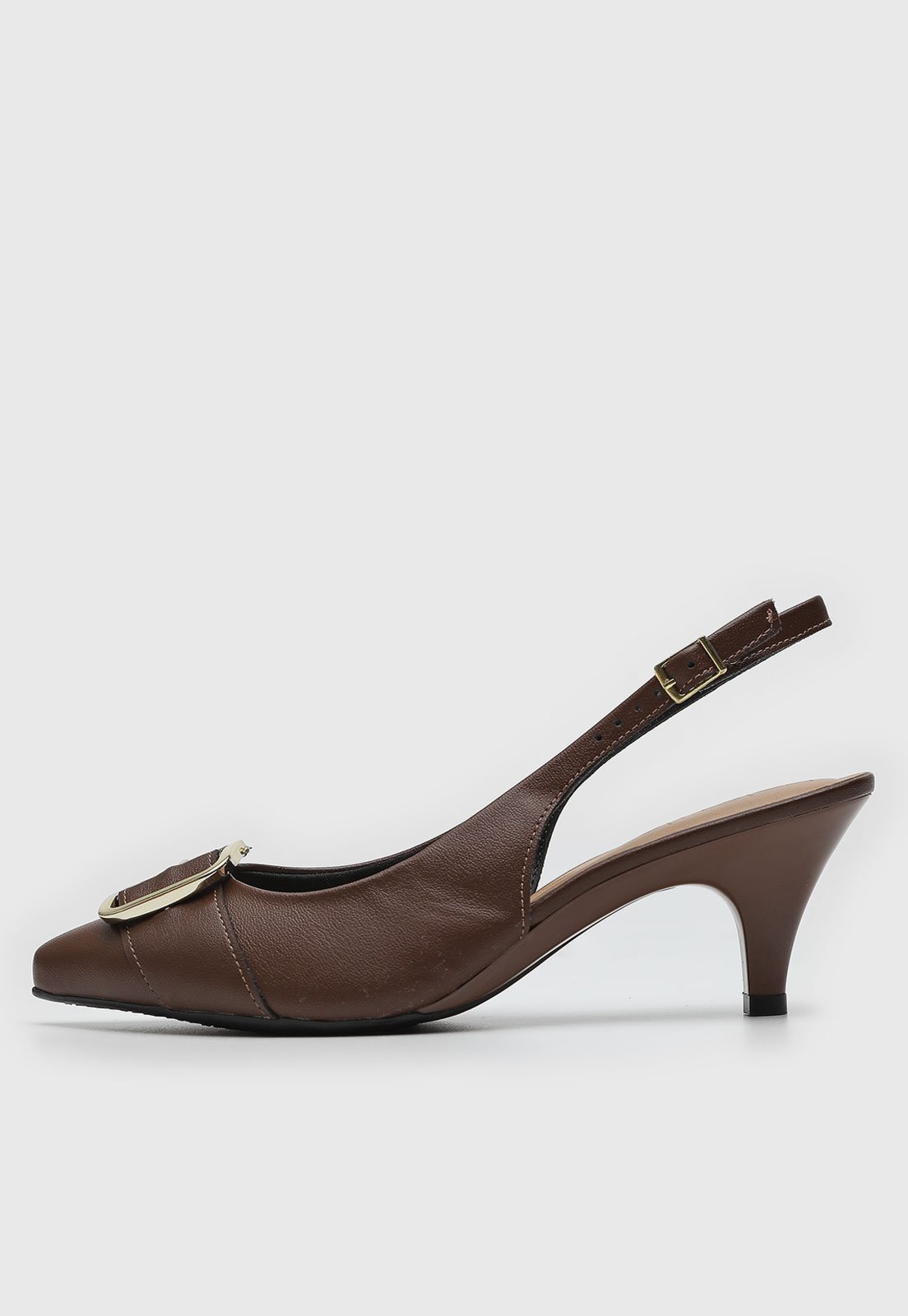 Scarpin Feminino Beira Rio Bico Fino Fivela Marrom
