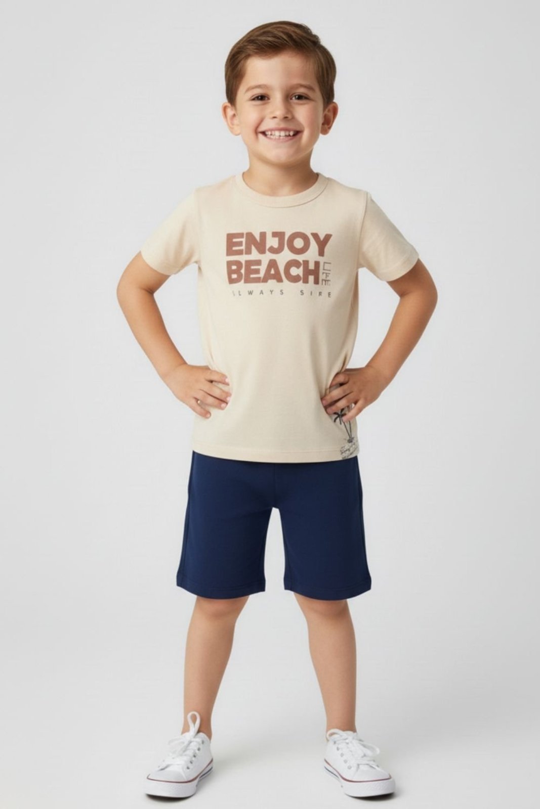 Infantil – Conjunto Bem Vestir Masculino Camiseta e Bermuda Enjoy