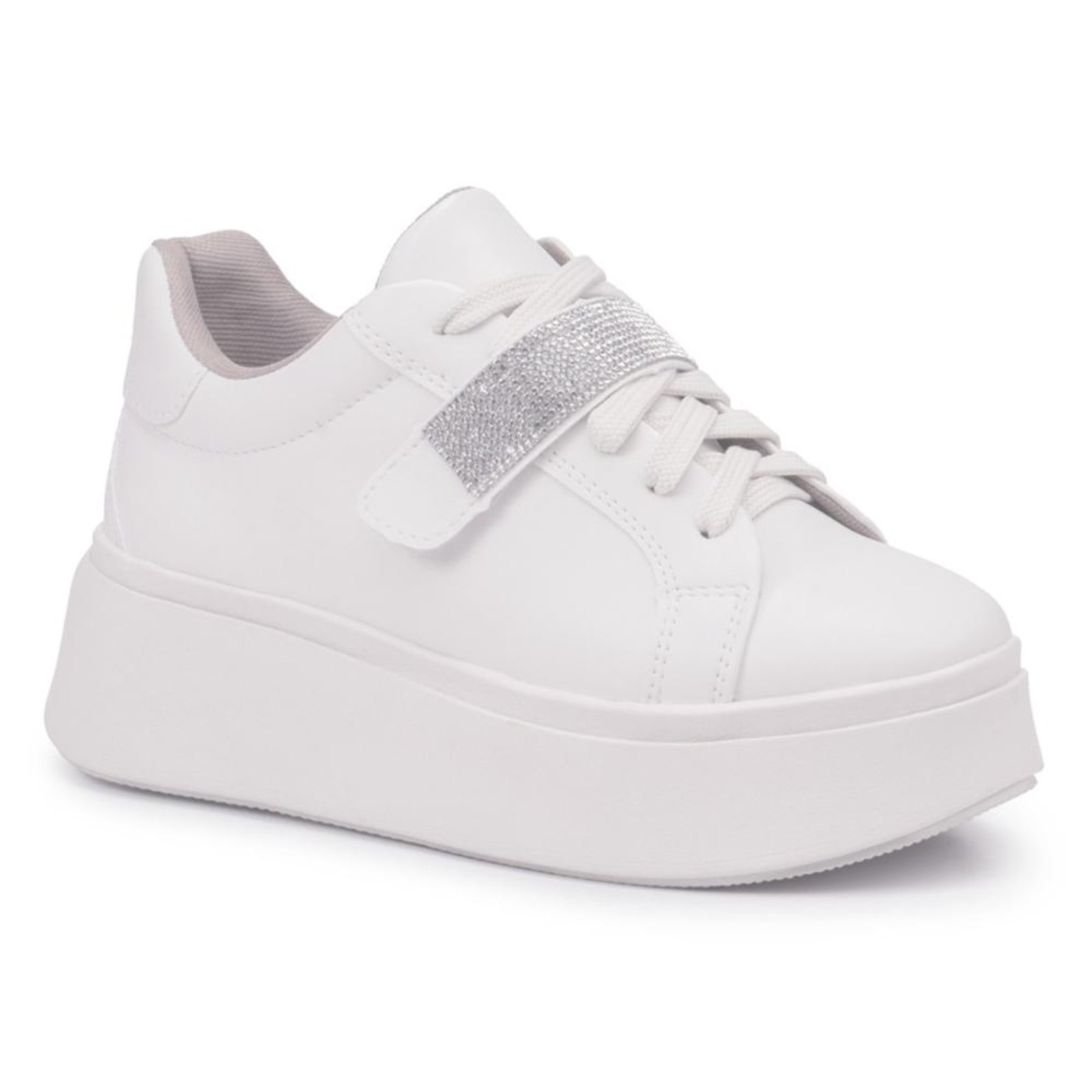 Tênis Feminino Strass Casual Confortável Branco 34 Branco
