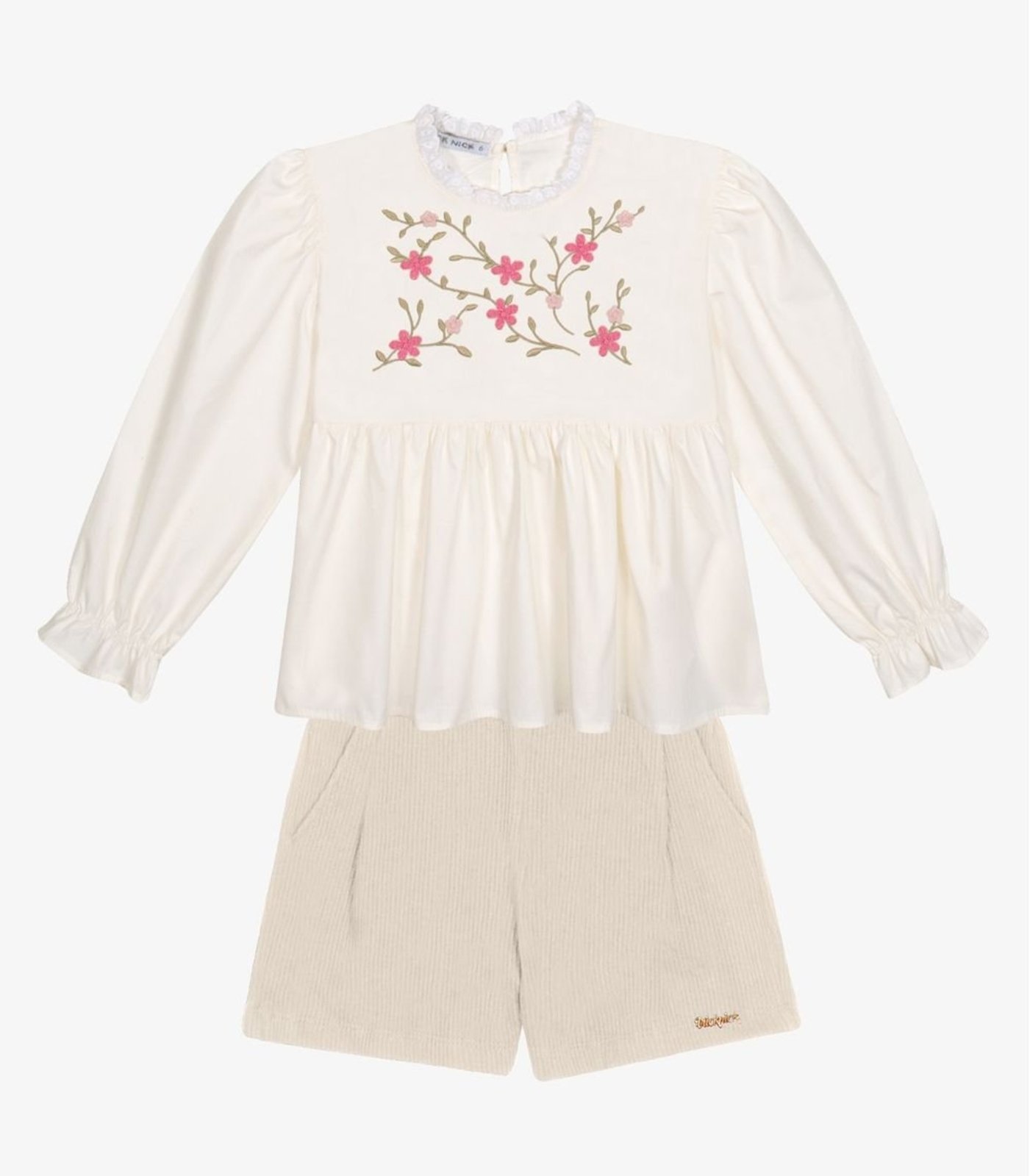 Infantil - Conjunto Bata Com Shorts Tricoline Trick Nick Bege
