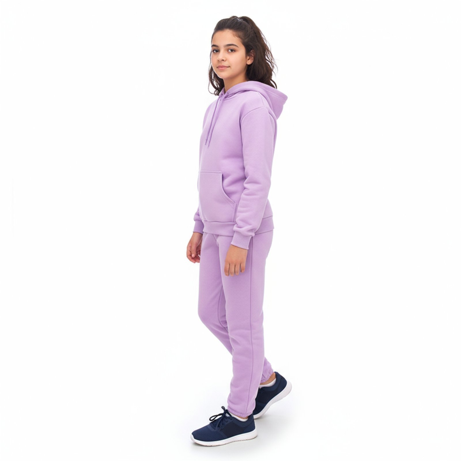 Infantil - Conjunto Em Moletom Blusa Canguru e Capuz E Calça Estilo Jogger Juvenil Lavanda Aliarthe
