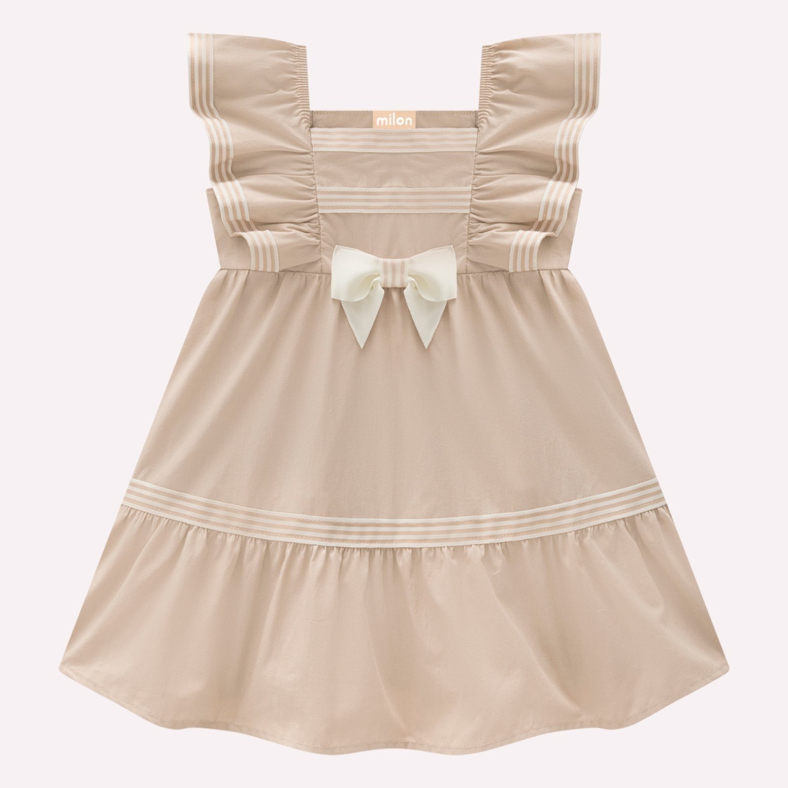 Vista 2 Infantil - Vestido Menina em Tricoline Milon marrom Milon marrom
