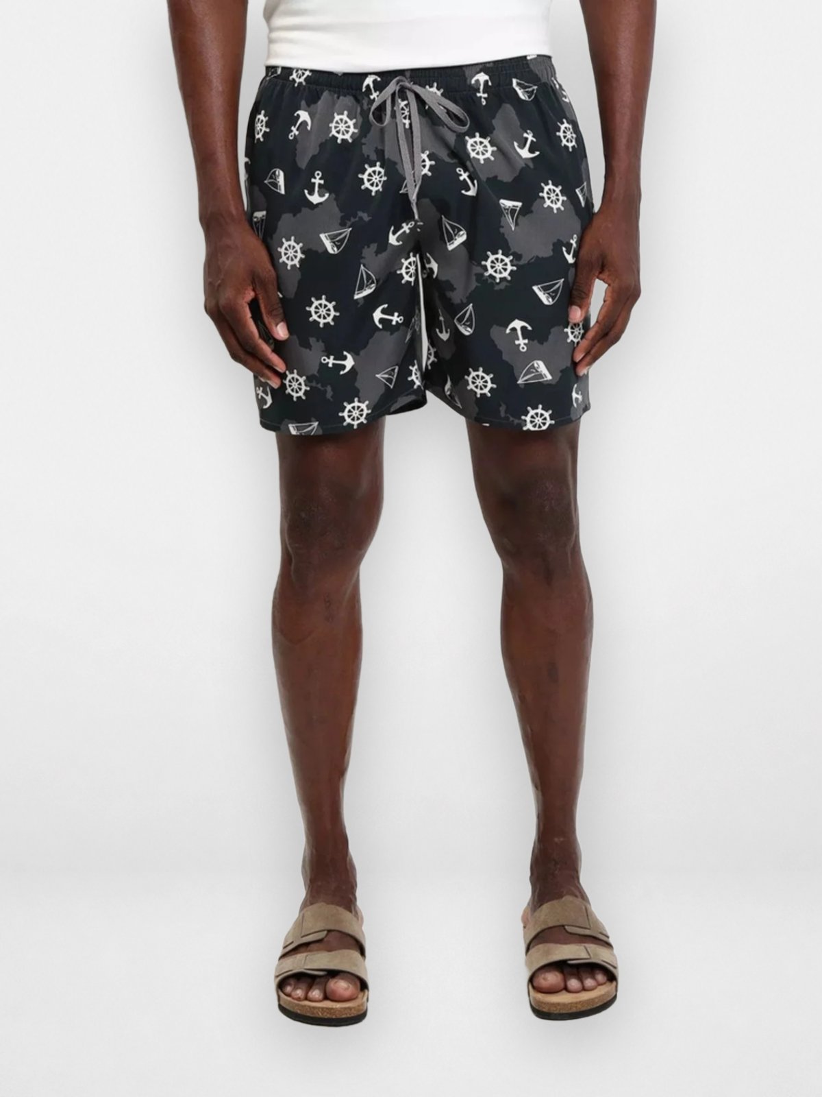 Shorts Masculino Pompier Estampado em Hidrolight com Elastano Preto