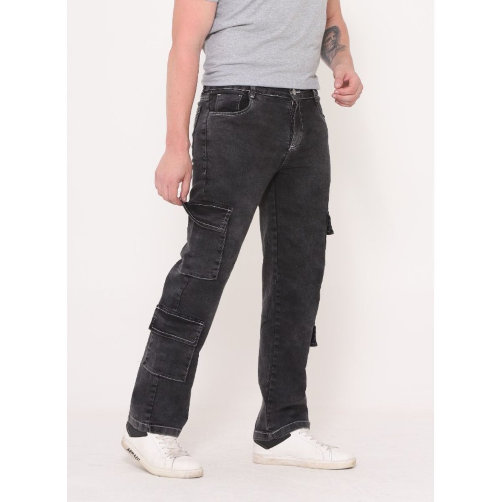 Calça Cargo Grafite 4 Bolsos Laterais Funcionais Masculina Alleppo Jeans