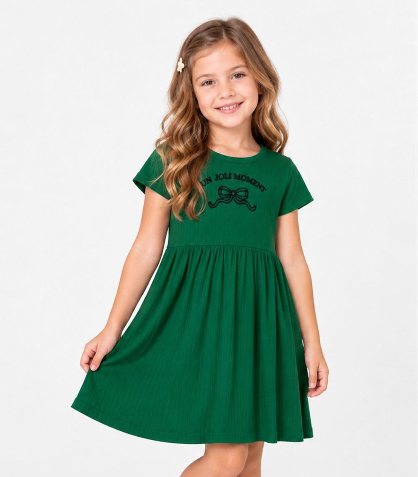 Infantil - Vestido Feminino Canelado Select Verde