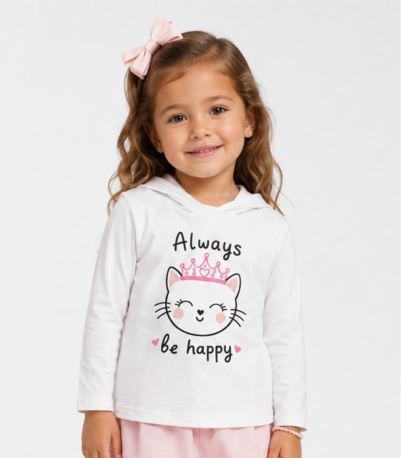 Infantil - Blusão Com Capuz Feminino Select Branco