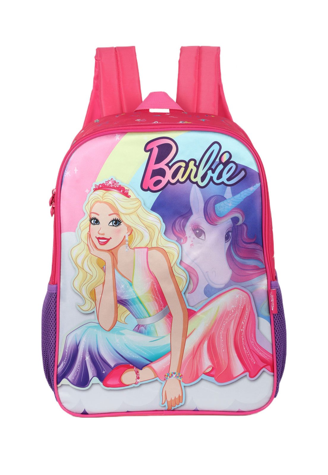Infantil – Mochila Costas Barbie Com Bolsos Laterais Rosa