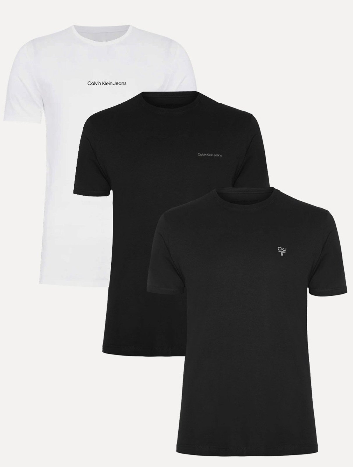 Kit Camisetas Calvin Klein | Masculina Small/New/Omega Logo Branca/Preta