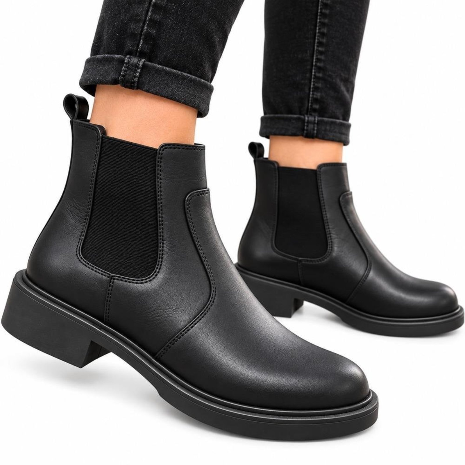 Bota Chelsea Feminina Couro Elástico Calce Fácil