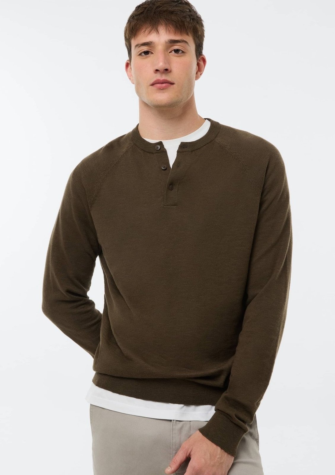 Camisa Masculina Henley Em Tricô Hering