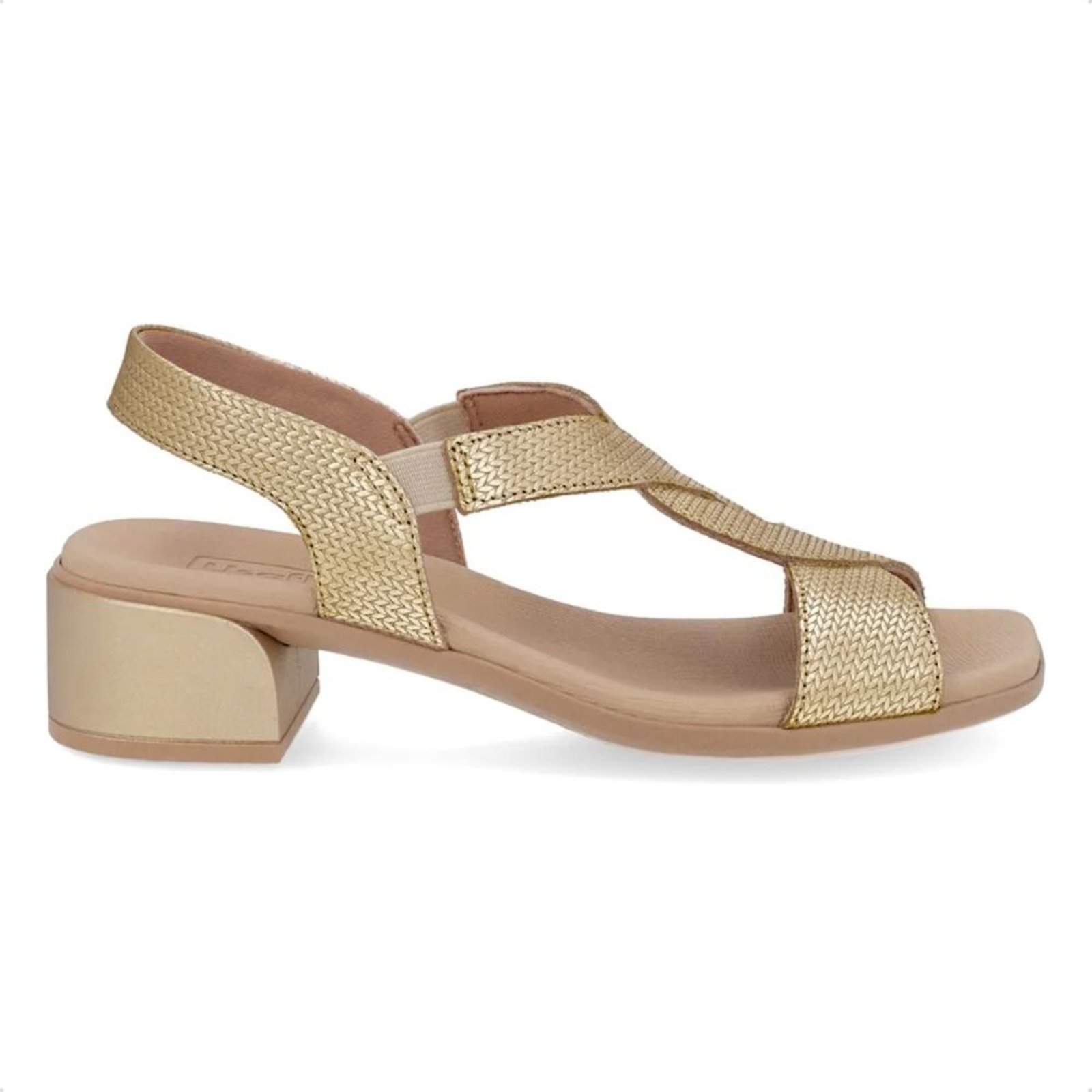 Sandália Usaflex Feminino Bico Quadrado Couro AN27003 Dourado