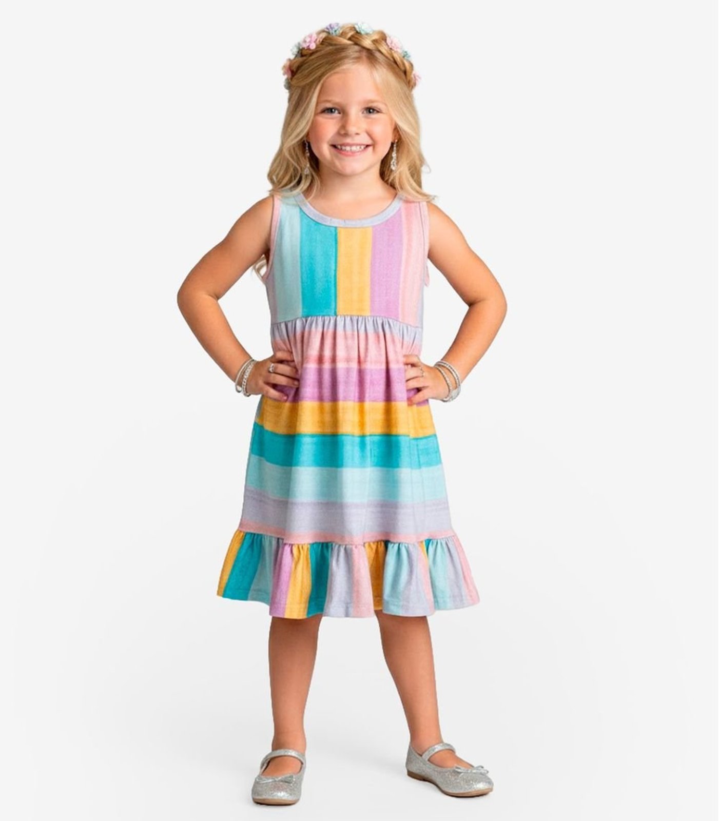 Infantil - Vestido em Meia Malha Penteada Select Azul