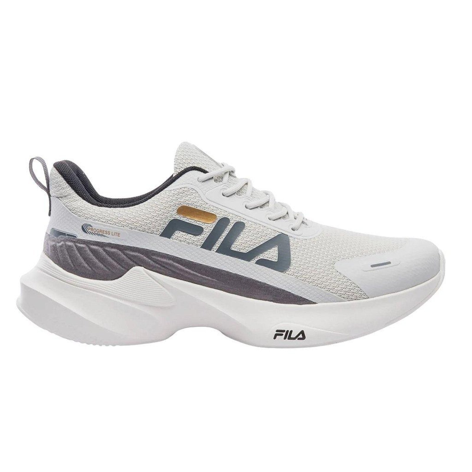 Tenis Fila Progress Lite Masculino Cinza/Dourado Cinza