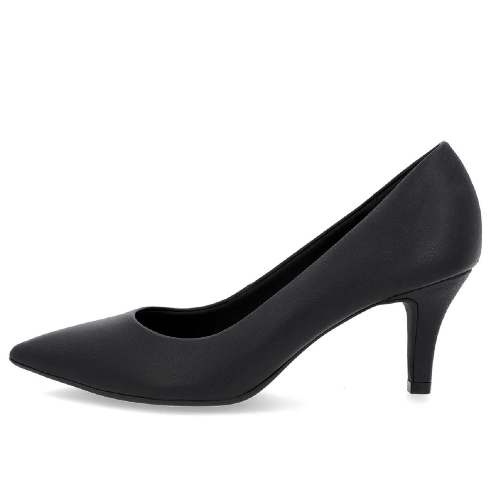 Scarpin Usaflex Bico Fino em Couro Confortável Elegante Preto