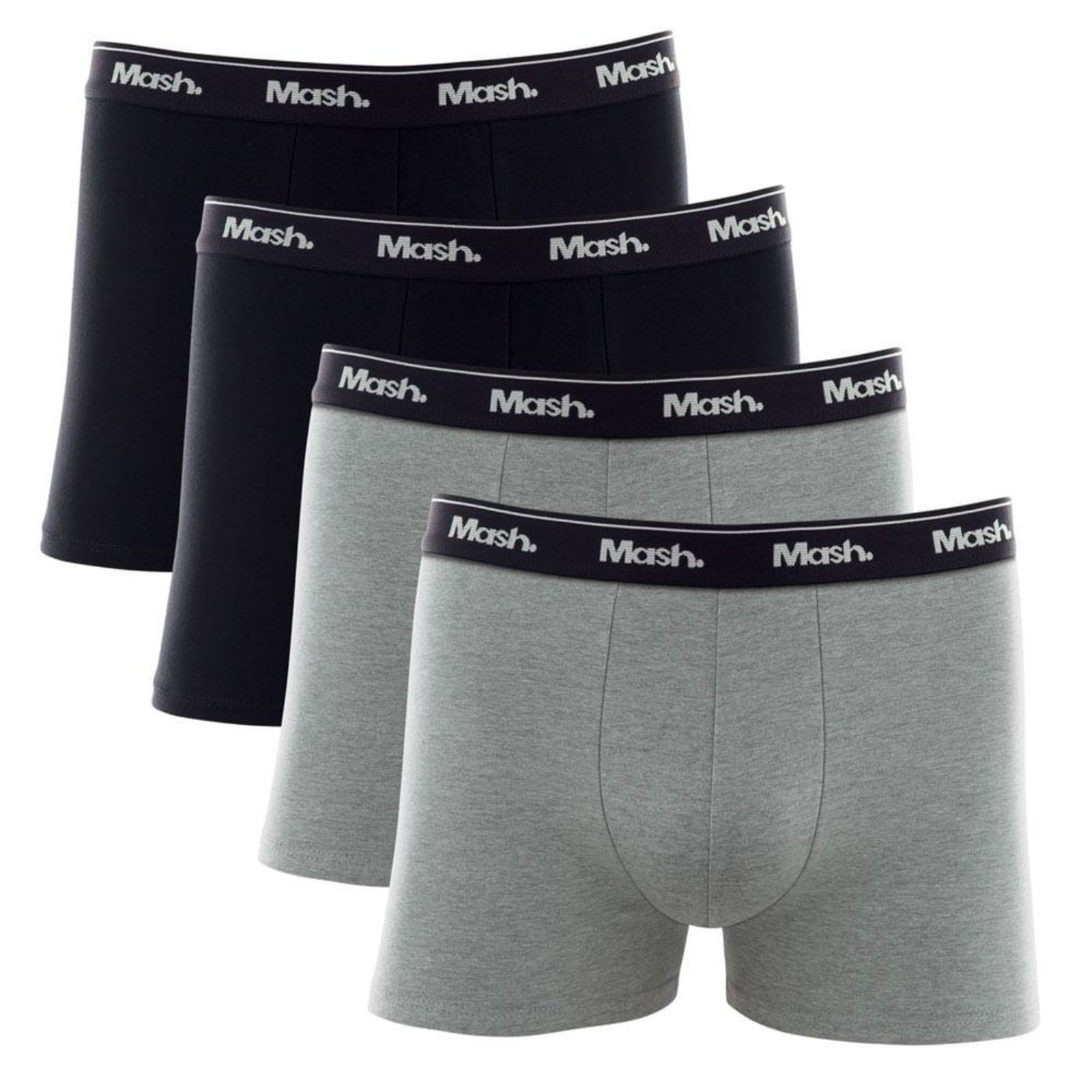 Vista 2 Kit Cueca Boxer Mash 4 Peças Masculina Algodão Elástico Azul marinho P branco azul MASH branco azul