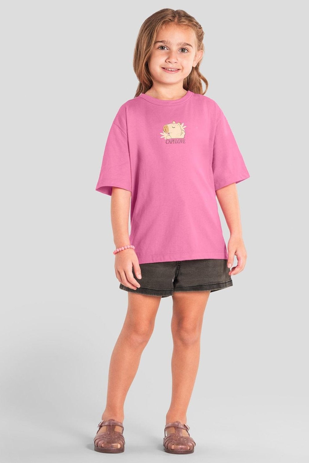 Infantil - Blusa menina de capivara Brandili Rosa