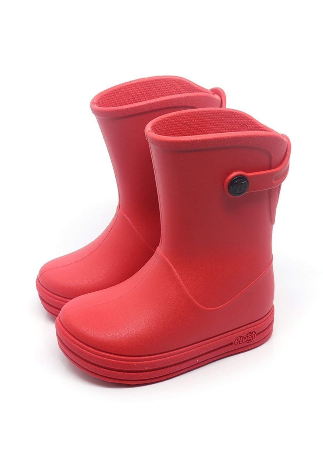 Infantil - Galocha Bota Plugt Menina Menino Liso Básico Vermelho