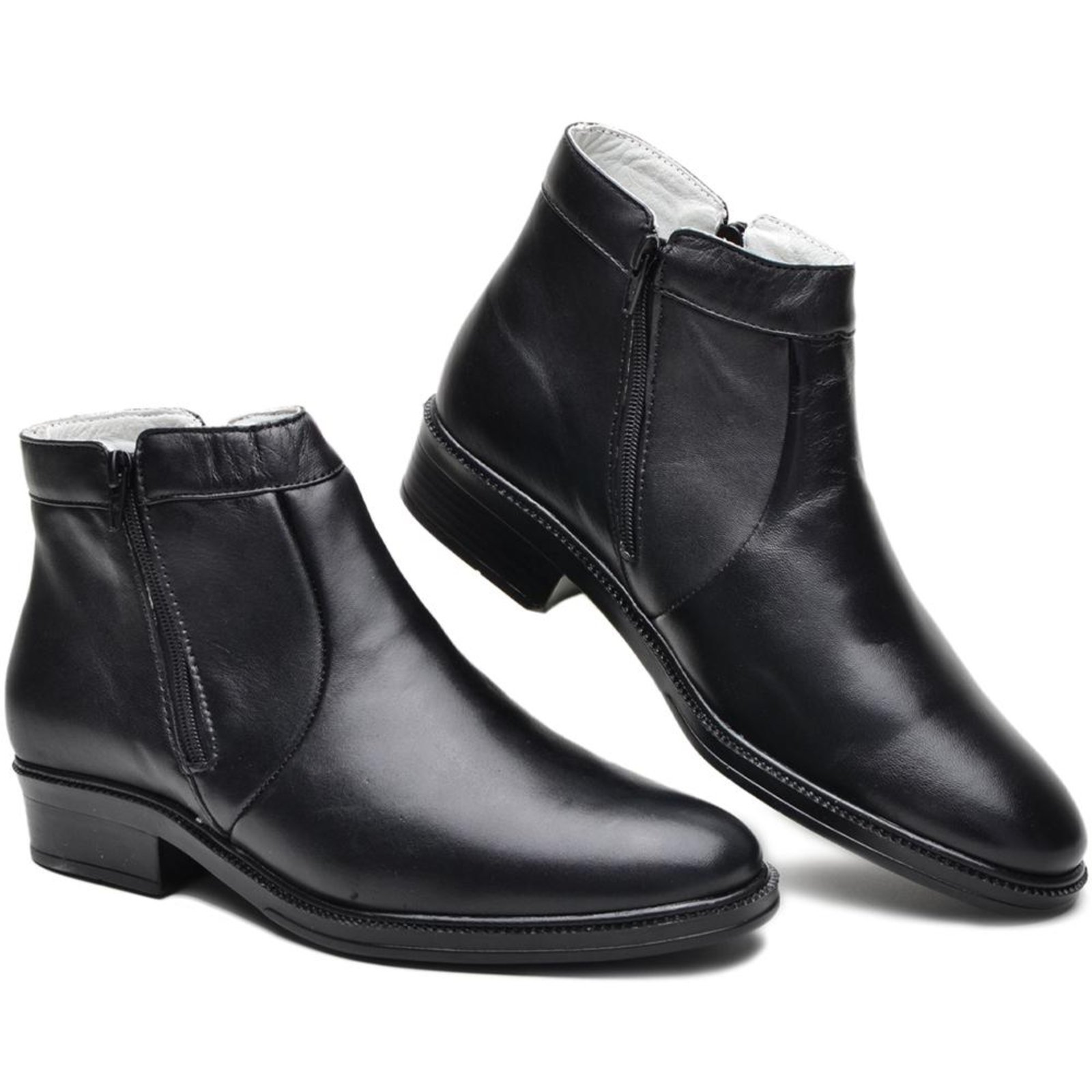 Bota Masculina Chelsea Couro Botina Cano Curto Lisa Zíper Marrom Escuro 37 Preto