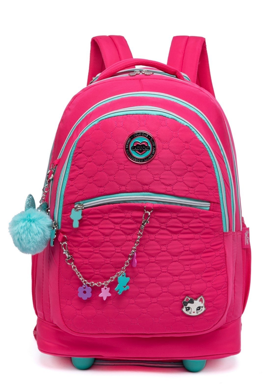Vista 3 Infantil - Kit Mochila Polo One Rodinha Escolar Estojo Lancheira Térmica rosa Polo One rosa
