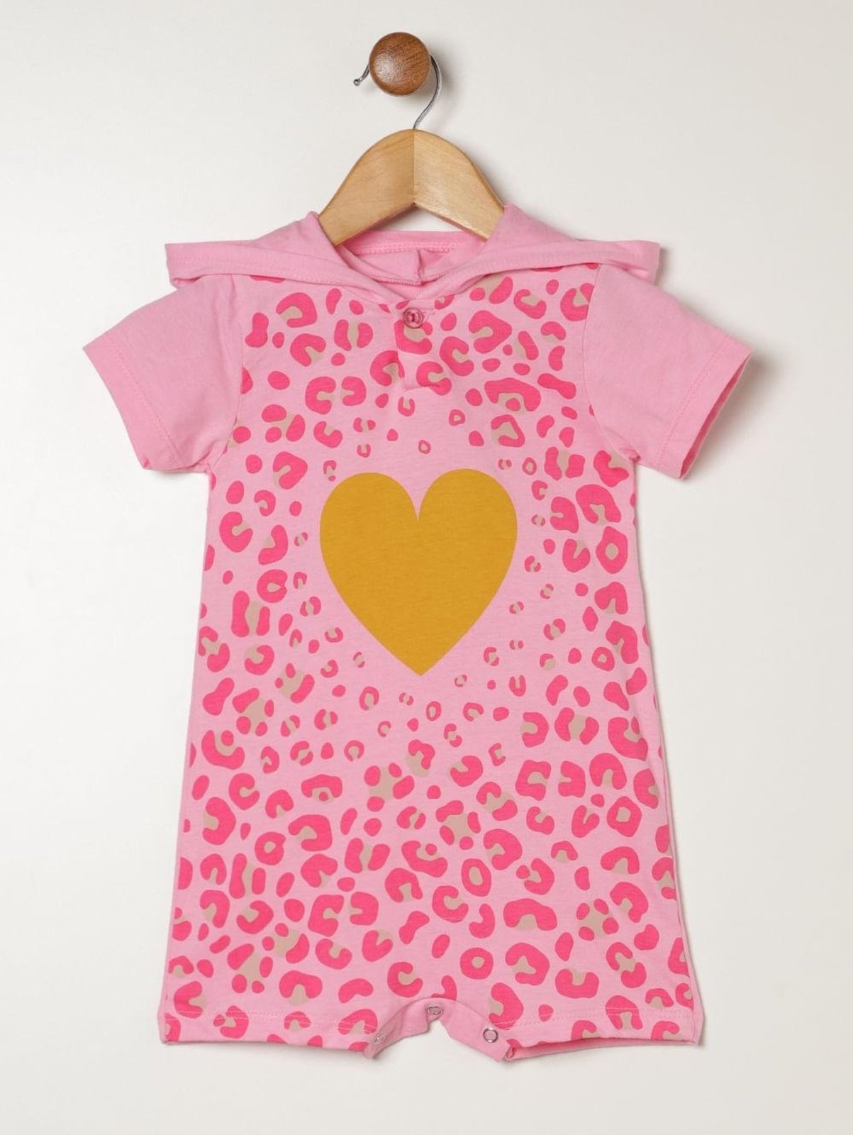 Infantil - Macacão Curto Com Capuz Para - ROSA