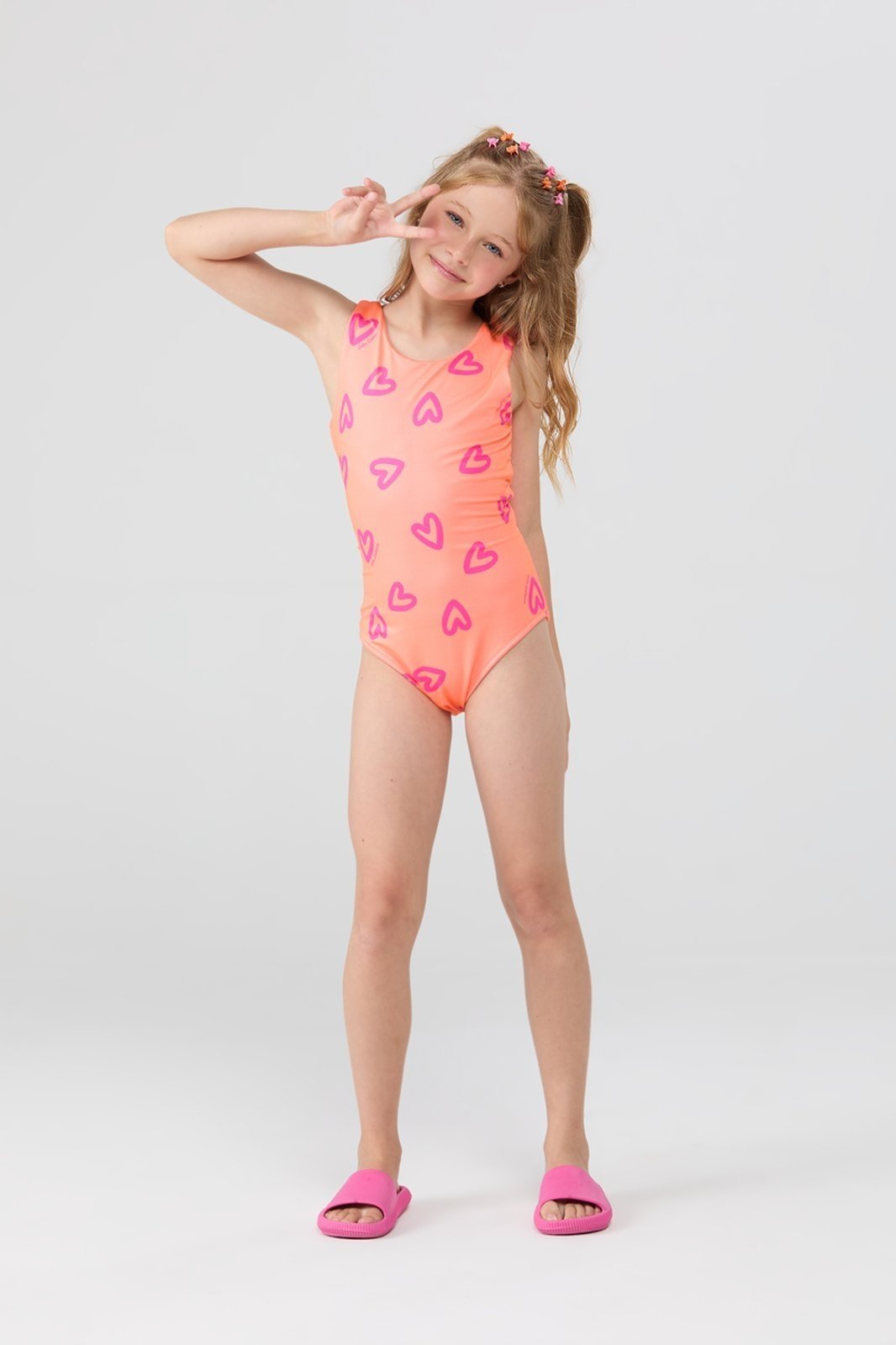 Maiô Feminino UV50+ Regata Corações
