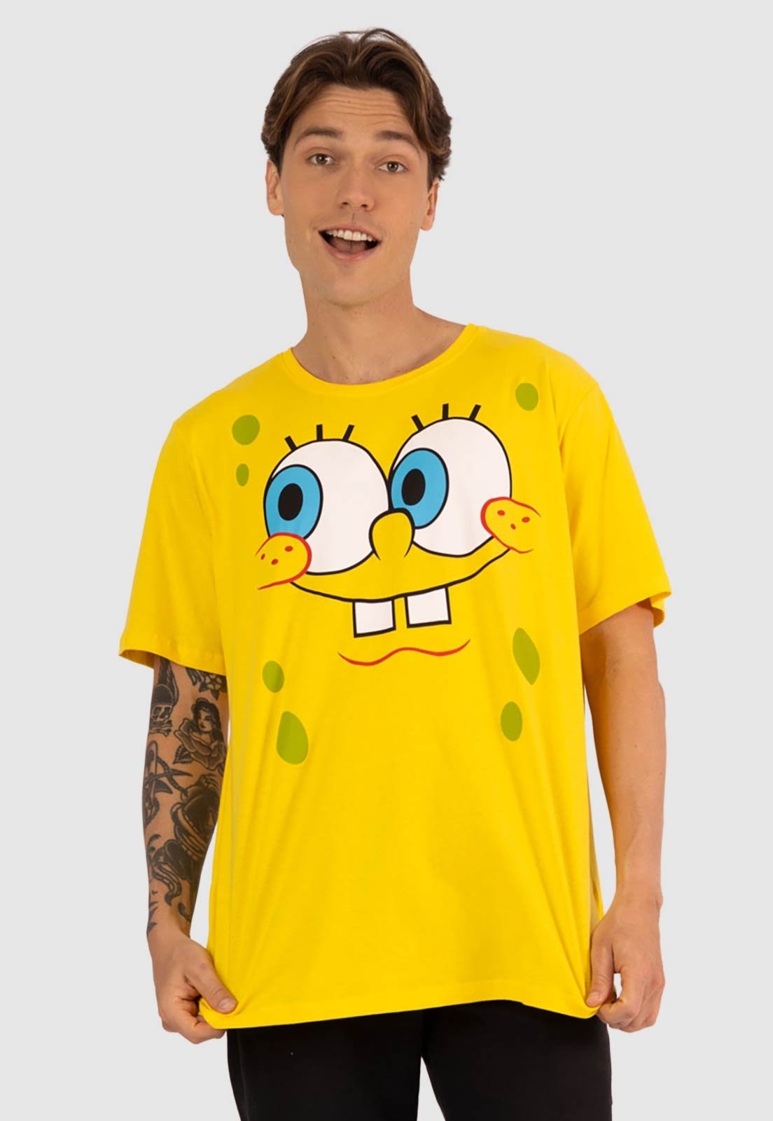 Camiseta Piticas Bob Esponja Rostinho Amarelo